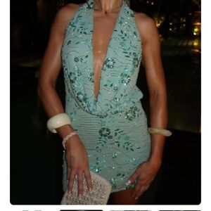 Agnese Studios Neck Sequin Dress